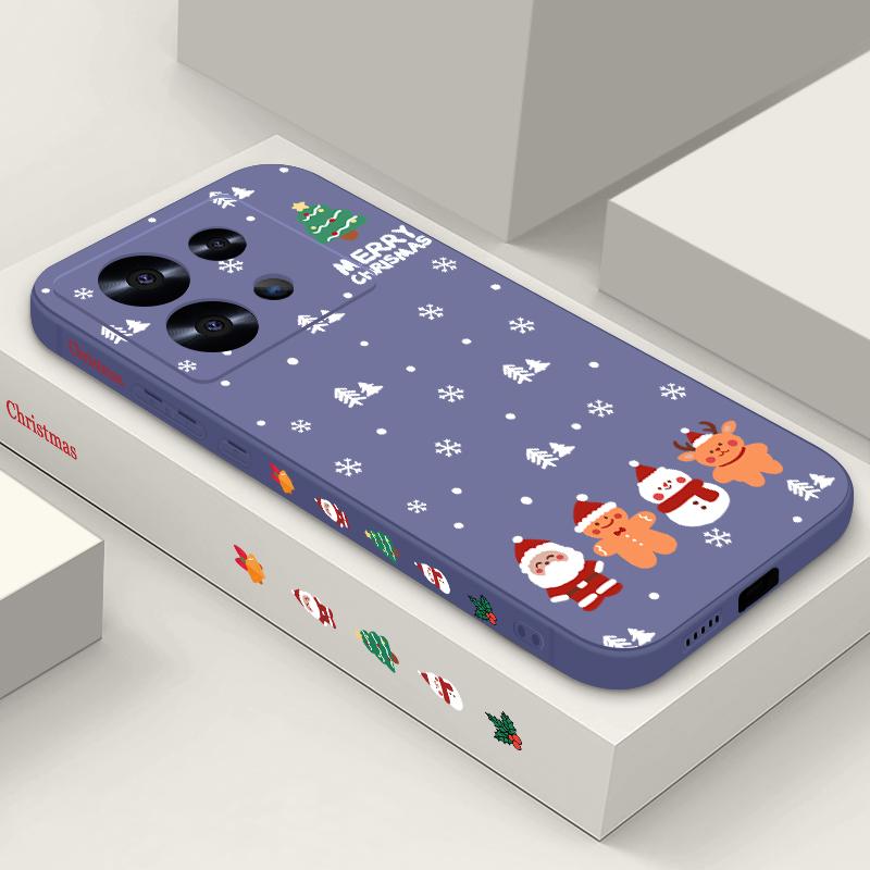 Мягкий тонкий чехол с рисунком рождественской елки для Xiaomi 13T Poco F6 X6 Pro Redmi Note 13 12 Pro 11 10, матовый чехол из ТПУ с ремешком, противоударный чехол для телефона