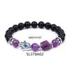 Women's Amethyst Pyramid & Hand of Fatima Bracelet with Devil's Eye & Agate Tiger Stone