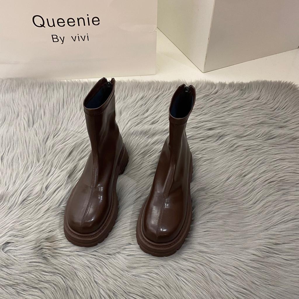 Обувь Короткие Ботинки Черный Маленькие Ботильоны Платформа Белый Узкие Новые Детские Год Ботинки Мартин Летний Коричневый