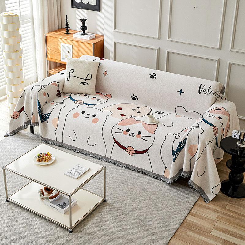 Мультяшное диванное полотенце с кисточками, милая пылезащитная диванная подушка для четырех сезонов, многофункциональный, приятный к коже плед для коленей