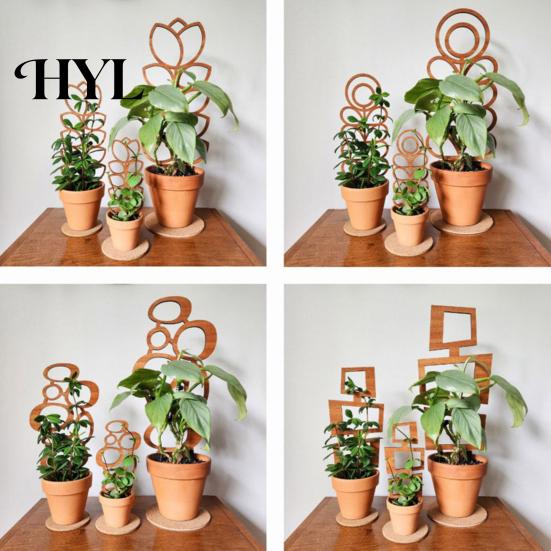 Easy Install Plant Stand Wood Bracket Leaf Shape Trellis Vine Healthy Growth Support Installation Multifunctional Holder