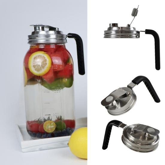 Mason Jar Pour Spout Lid with Handle Wide Mouth Flip Cap for Mason Jars Leak Proof Seal Cover for Drinking Food Storage