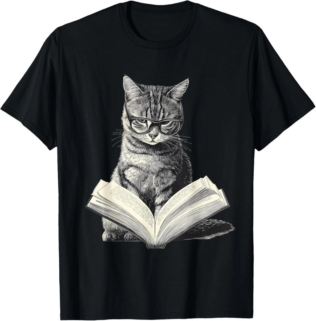 Cat Bookworm Reading Book Funny Graphic T-Shirt unisex T-Shirt