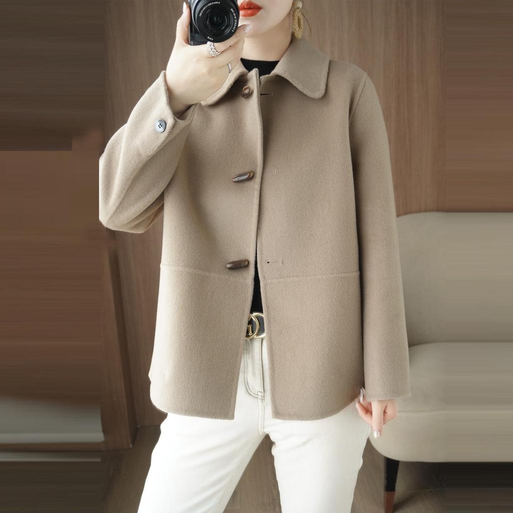 2025 Осень/Зима Женское Высококачественное Двустороннее Кашемировое Короткое Пальто - Модное Маленькое Шерстяное Пальто