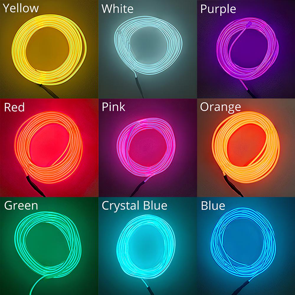 1M 2M 3M 5M Автомобильное внутреннее освещение Автоматическая светодиодная лента Проводной трос Трубка Линия Гибкий неоновый свет с 12 В USB-прикуривателем