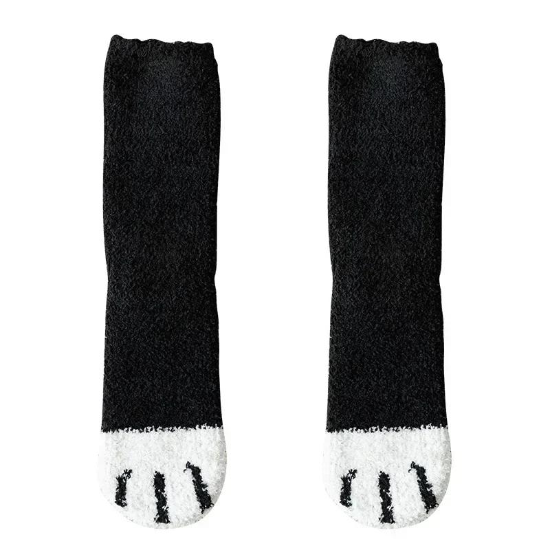 Зимние милые мультяшные носки с ягненком для женщин, милый 3D-узор с собачьей и кошачьей лапкой, флисовые теплые утолщенные забавные плюшевые носки, носки для сна