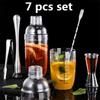 Набор из 7 шт., пластиковый шейкер для мартини, чая, молока 350 мл/530 мл/700 мл/1000 мл, винный напиток, шейкер для коктейлей, миксер для напитков, посуда для бара, Бостон-бар