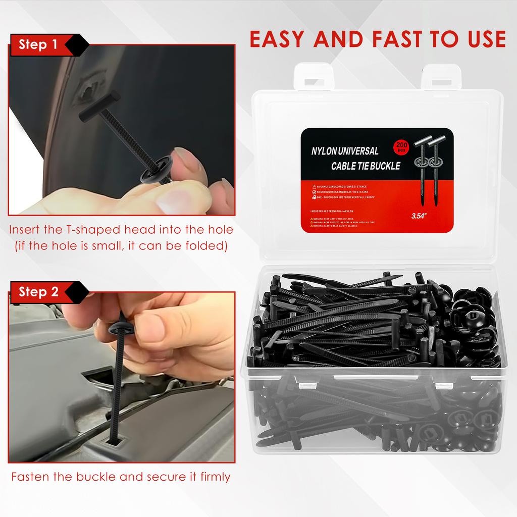 100/150/200Pcs Nylon Cable Tie Buckle Self-Locking Nylon Zip Ties Holder for Car Repairs Cable Zip Ties Bumper Panel Fixing