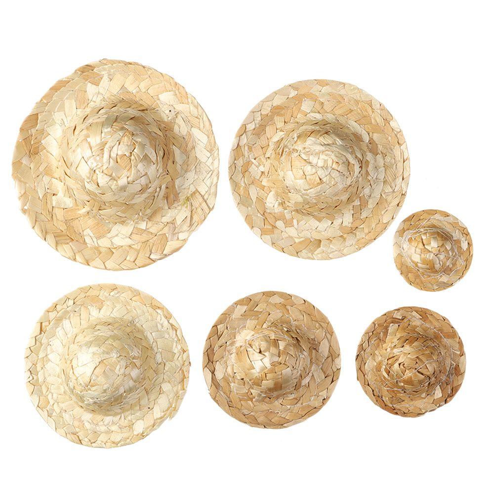 Yellow Toys Crafts Woven Straw Hat Doll Accessories DIY Decoration Doll Caps