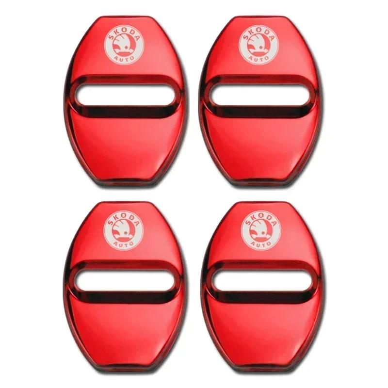 YSAG7 Car Door Lock Cover for SKODA Emblem Octavia Superb Kodiaq Fabia Rapid Spaceback Karoq Yeti Kamiq Metal Sticker Badge Decoration
