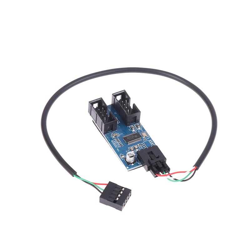 1Pc Usb 9 Pin Interface Header Motherboard Extension Splitter 1 To 2 Cable Desktop Usb2.0 Hub Connectors Adapter Port
