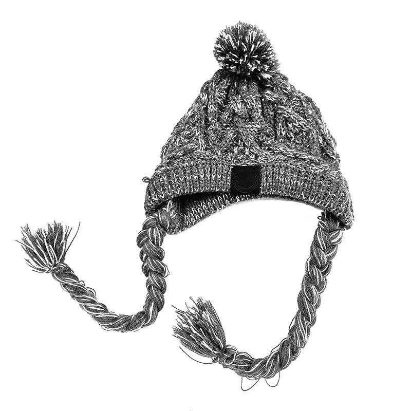 Головной убор для питомца: Теплая вязаная шерстяная шапка с помпоном для осени/зимы - Ветрозащитная и холодостойкая для маленьких/средних французских бульдогов