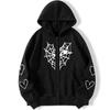 Rhinestone Cobweb Zip Up Oversized Sweatshirt 2023 Autumn Goth Hoodie Men Women Grunge Hooded Jacket Streetwear Y2k Clothing