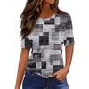 Футболки для женщин, плиссированные, с круглым вырезом, нарядные, повседневные, блузки с принтом, с коротким рукавом, летние топы, свободный крой