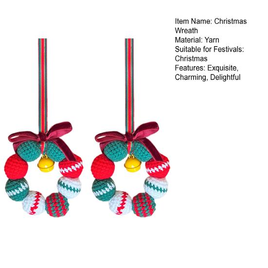 Вязаные вручную шары Рождественский венок DIY Вязаный маленький венок Украшение с мини бубенчиком для зимних праздников Домашнее окно Декор елки
