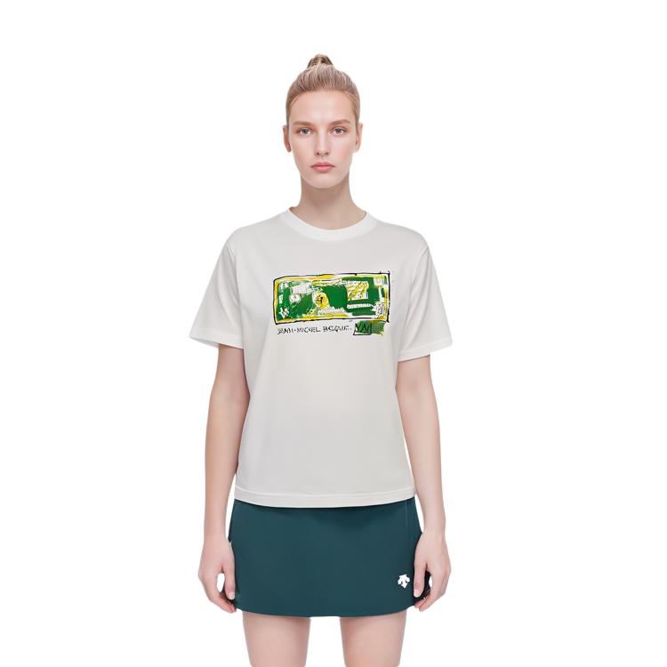 Uniqlo X Коллаборация с Jean-Michel Basquiat Весна/Лето 2024 Передний Графический Принт Футболка с коротким рукавом Унисекс Топы Белый 470740-00