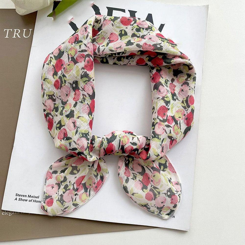 Шарфы в корейском стиле, декоративные шейные платки, квадратный платок, шелковый платок с цветочным принтом