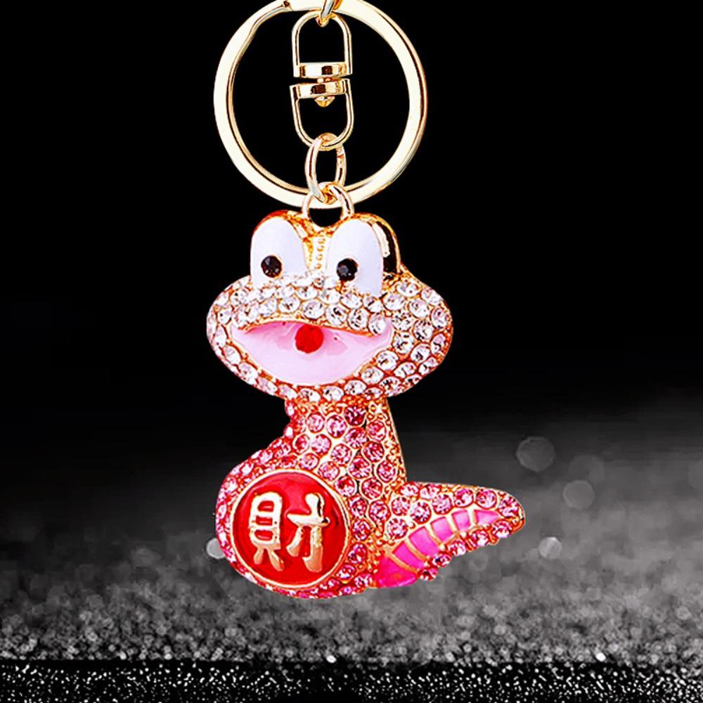 Fortune Rhinestone Snake Keychain Exquisite Women's Bag Pendant Cute Snake Lucky Pendant  Couple