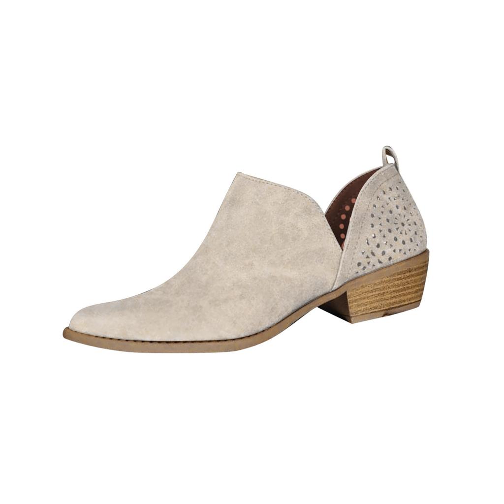 Женская обувь Полые однотонные короткие сапоги на среднем каблуке с острым носком