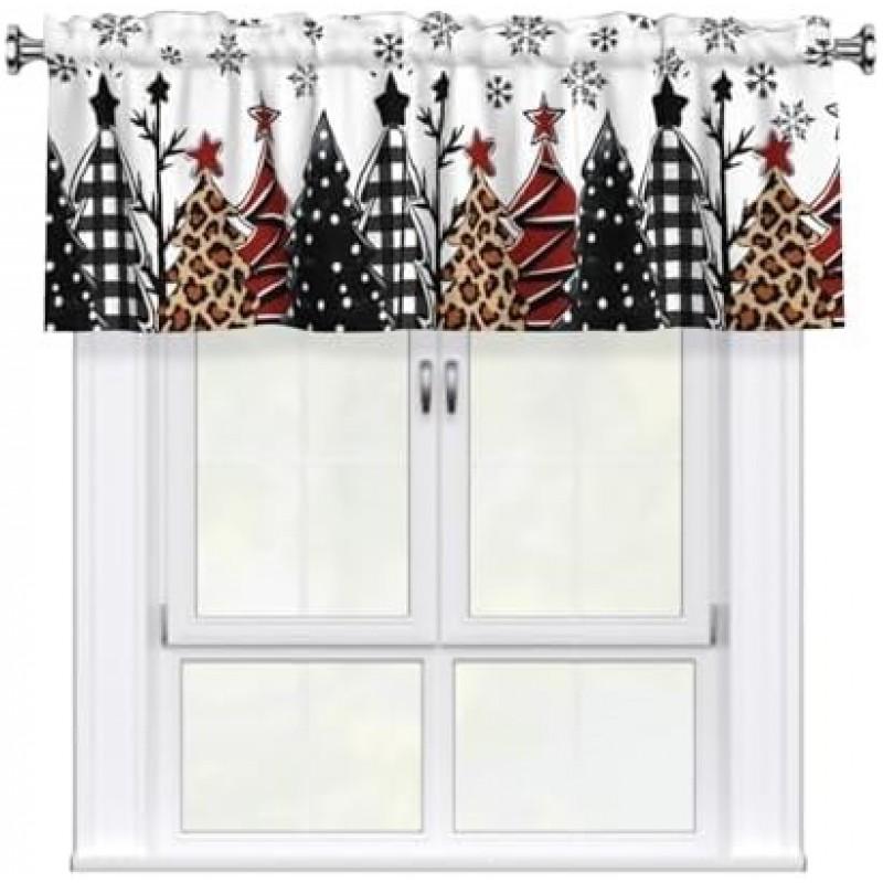 Farmhouse Kitchen Curtains Short Red Buffalo Plaid Window Drapes Dining Room