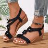 Fashion Flowers Decor Wedge Heels Sandals Women Summer 2025 Elastic Band Non Slip Gladiator Sandals Woman Slip On Platform Sandles Mujer