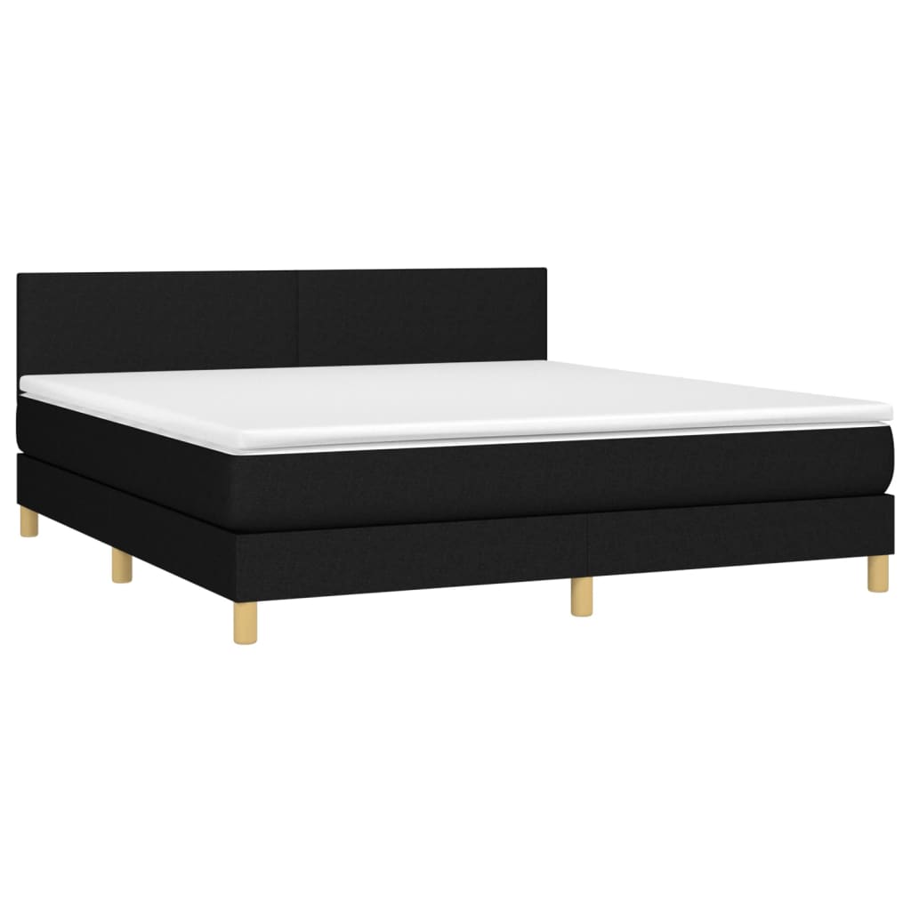 Box Spring Bed with Mattress Black 180 x 200 cm Fabric
