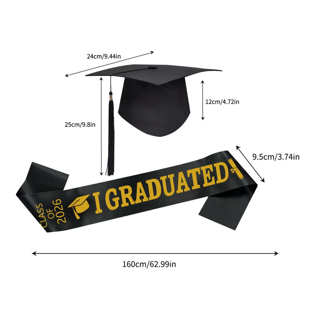 Graduation Unisex Set Breathable 2026 Classic Graduated Party Supplies Graduation Hat And Sash for Men Women Youth Teens College