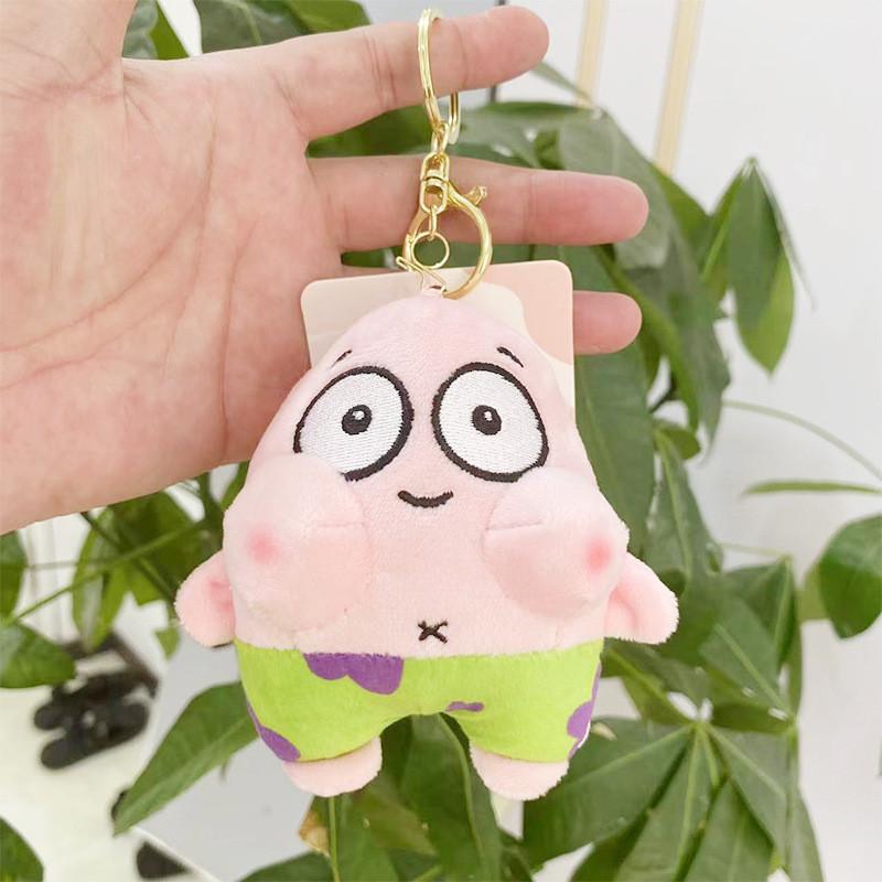 Soft Short Plush Spongebob And Patrick Star Figurine Keychain With Cute Design