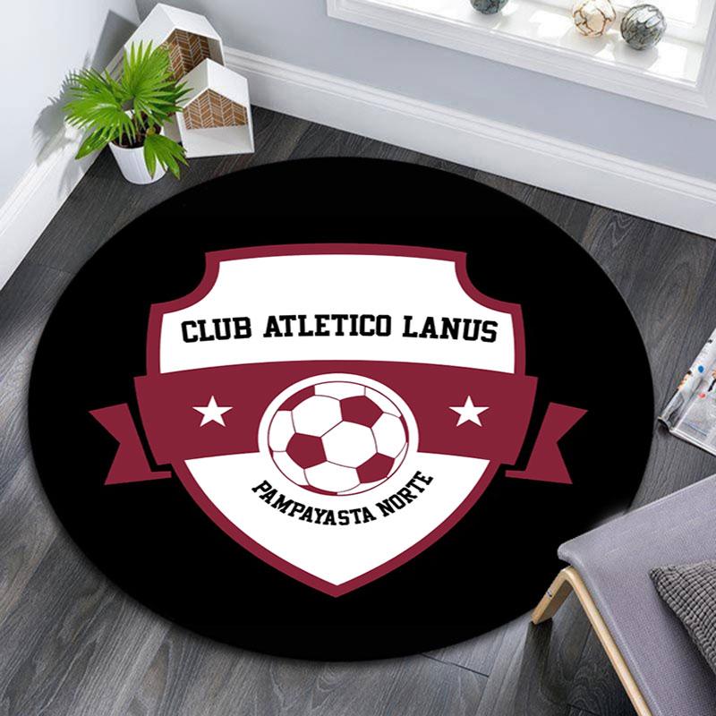 Club Atletico Lanus Printed Round Rug, Non Slip Washable Circular Carpet For Living Room Bedroom Playroom, Sports Fan Decor, Holiday Birthday Gift