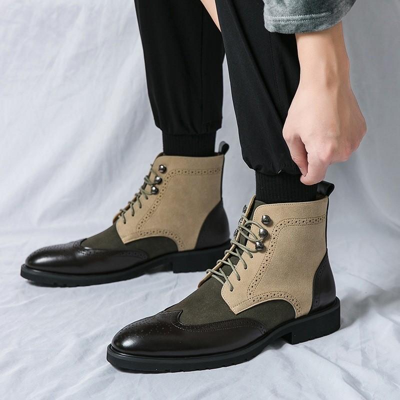 Новые мужские ботинки с квадратным носком, короткие ботинки со шнуровкой, смешанные цвета, мужские ботильоны ручной работы Botas De Hombre D487
