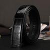Men's Genuine Leather Crocodile Pattern Belt with Automatic Buckle - Business Style