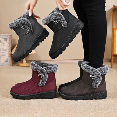 Женские зимние теплые сноубутсы, нескользящие, водонепроницаемые ботильоны на щиколотке с подкладкой из искусственного меха, удобные короткие ботинки для улицы, обувь для тренировок и ходьбы