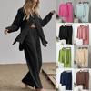 Stylish Loose Female Shirt Pants Long Sleeve Lapel Shirts And Elastic High Wasit Pants 2 Pieces Set Fashion  Clothing