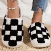 New Winter Women Slippers Checkerboard Chic Slippers With Ultra-Soft Plush Lining Cotton Slippers