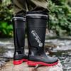 Stylish Men's Non-Slip Waterproof High-Top Rain Boots with Drawstring - Long Tube Fishing Wear-Resistant