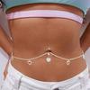 Women Sexy Rhinestone Heart Belly Button Waist Chain Fashion Love Pendant Navel Piercing Chain Ring Body Jewelry Party
