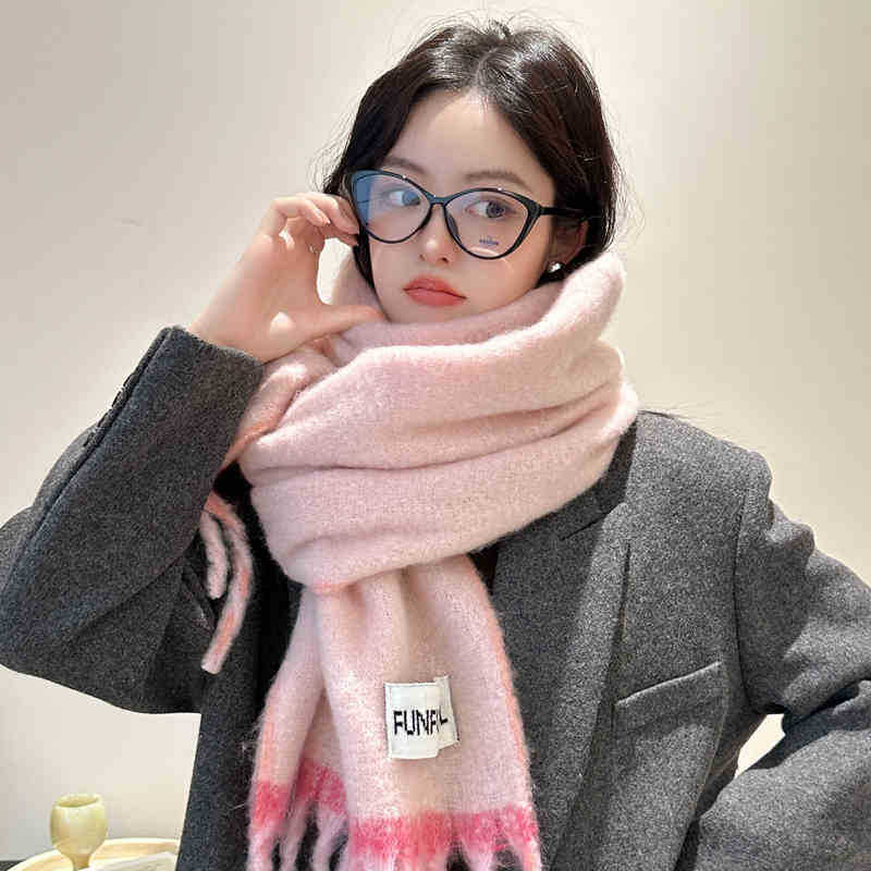 Sense Of Luxury, Soft Glutinous Solid Color Tassel Scarf, Female Season Students, Thickened Mohair Warm Neck