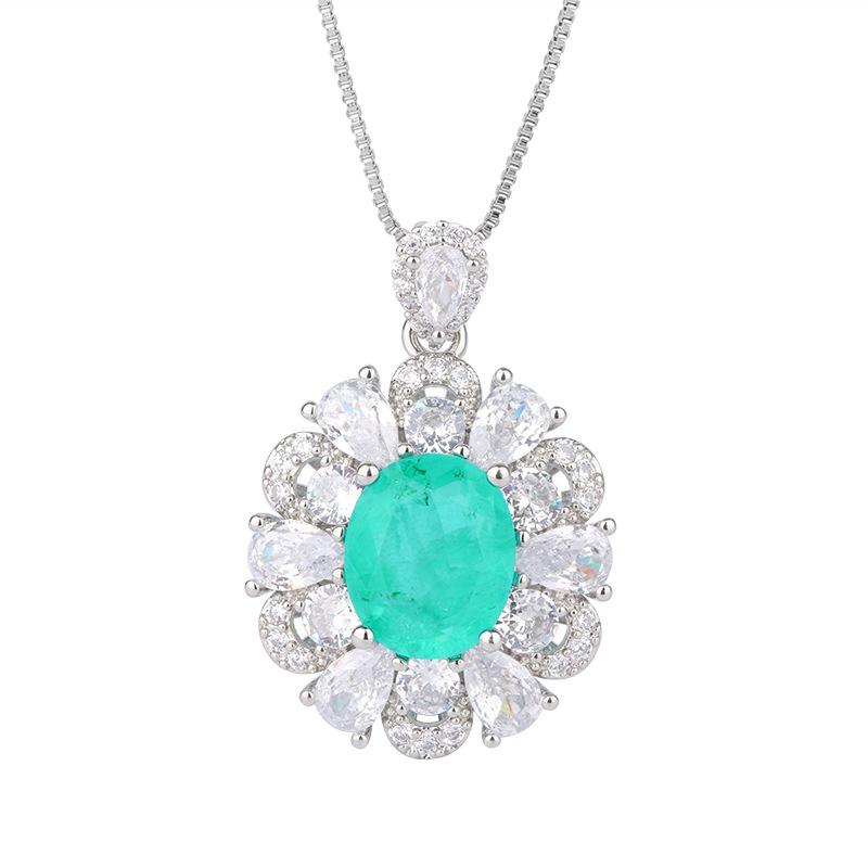 Emerald Banquet Pendant Simulation Paraiba Ring Ladies' Jewelry Set