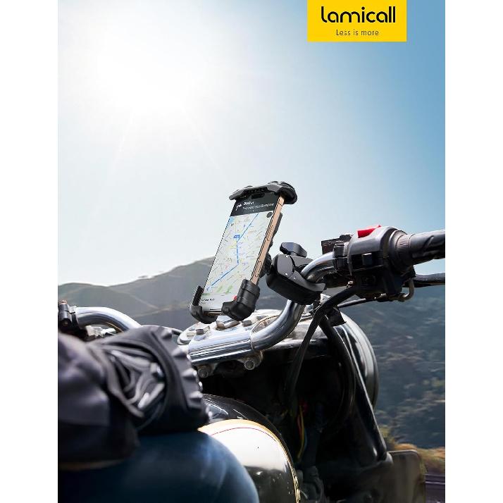 Lamicall Bike Phone Holder Mount - Motorcycle Handlebar Phone Mount Clamp, One Hand Operation, ATV Scooter Phone Clip for iPhone Air 17 16 15 Pro Max