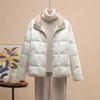 Модный осенне-зимний легкий женский пуховик 2024 однобортный короткий белый утиный пух теплый воротник-стойка