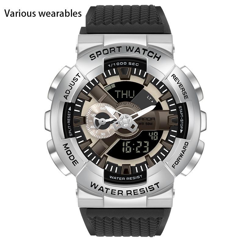 С функцией подсветки руки Творческая личность Мужские Двойной Дисплей Синхронный Механизм Электронные Часы