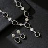 Luxury Sparkling Water Drop Necklace Earrings Set, High-End, Bridal Jewelry