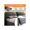 Lit rembourré, 140*190, base hydraulique, trois tiroirs, sans matelas, velours, gris