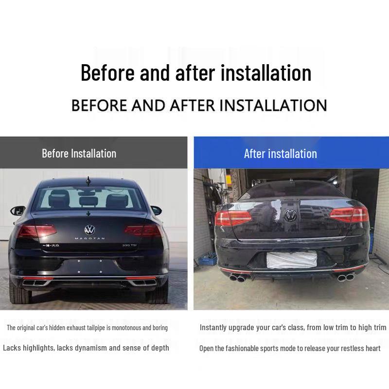 Volkswagen Magotan Platinum Stainless Steel Dual Outlet Tailpipe - No-Weld, Four-Outlet Design.