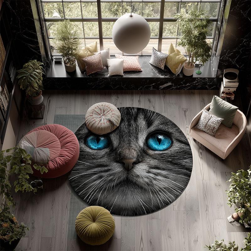 Black Cats pattern round rug,Carpet Rug for Living Room Bedroom Playroom ,Non-slip Floor Mat,Holiday Gifts and Birthday Gifts.