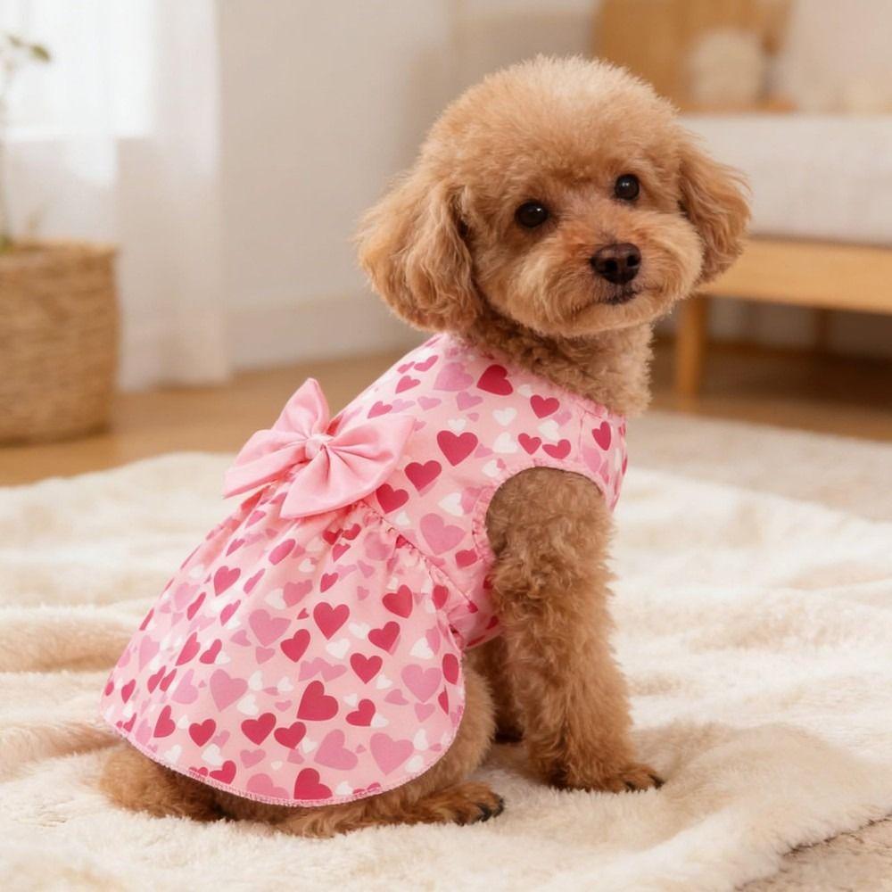 Bow Lace Medium/Small Pet Skirts Breathable Dog‘s Summer Dress For Puppy Poodle Chihuahua Etc