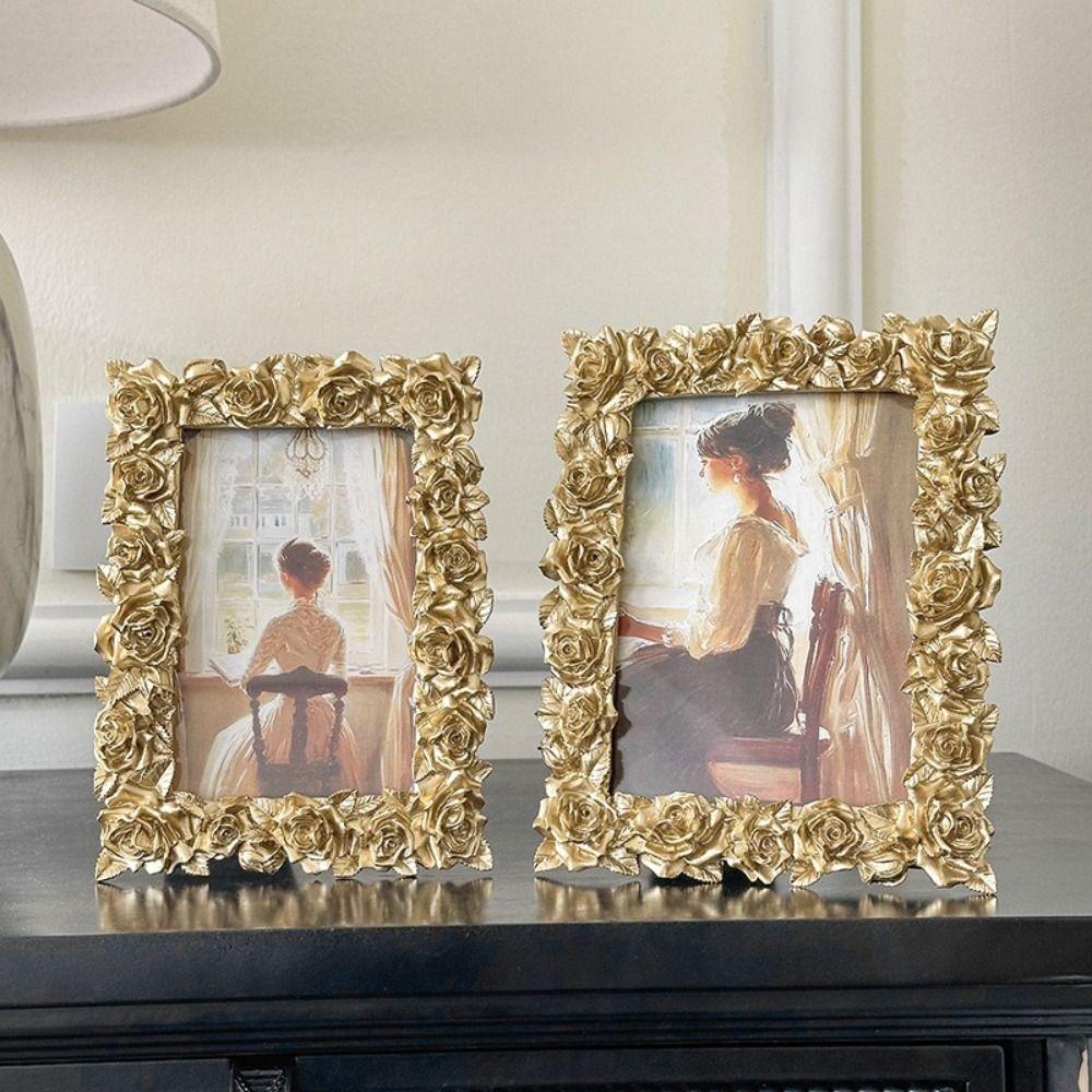 Рамка для фотографий в стиле ретро с розовым краем, европейский стиль, фоторамка, украшения, свадебная фоторамка