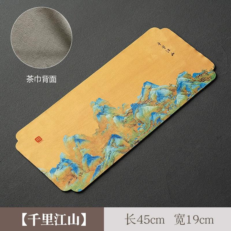 Китайский стиль Китайское чайное полотенце Скатерть Коврик Древняя живопись Водонепроницаемый Впитывающий Стол Чайная ткань Аксессуары для чайного набора Новый