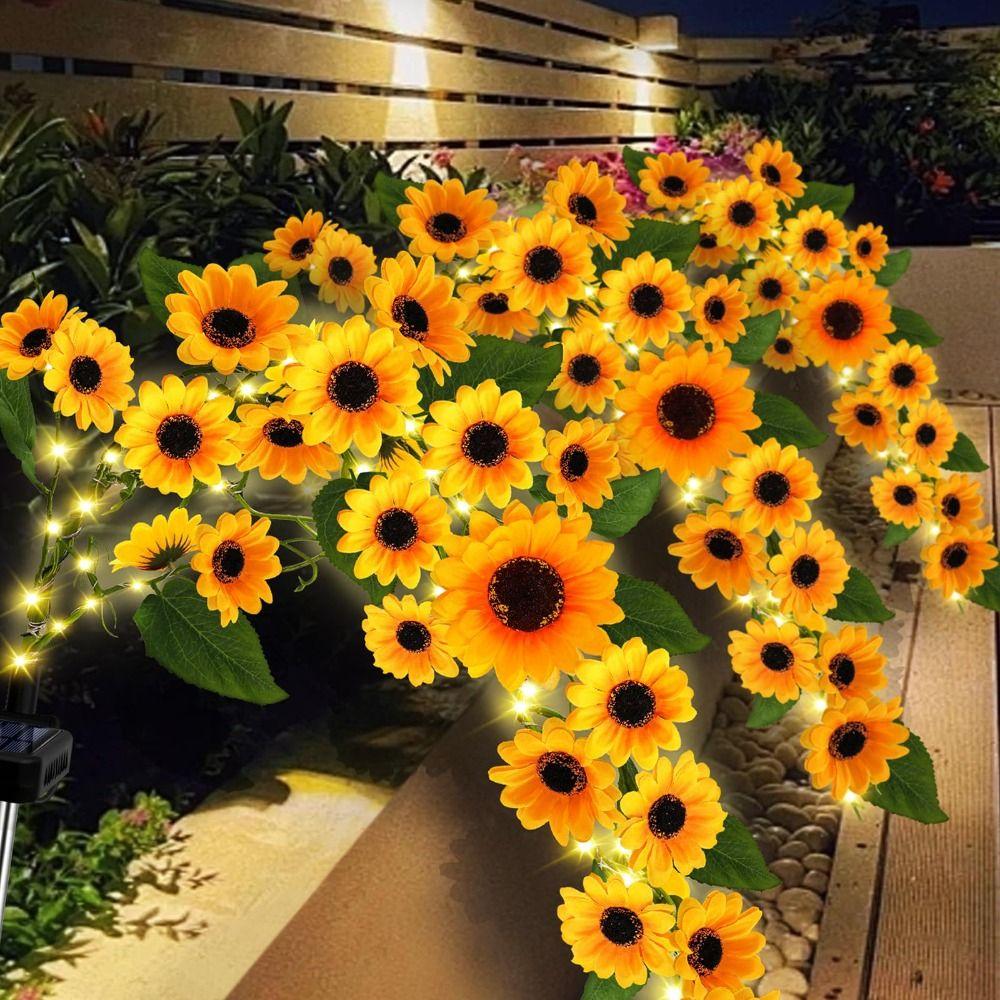 Yellow Flower Solar Sunflower Lawn Lamp Waterproof Solar Stake Light Garden Lighting