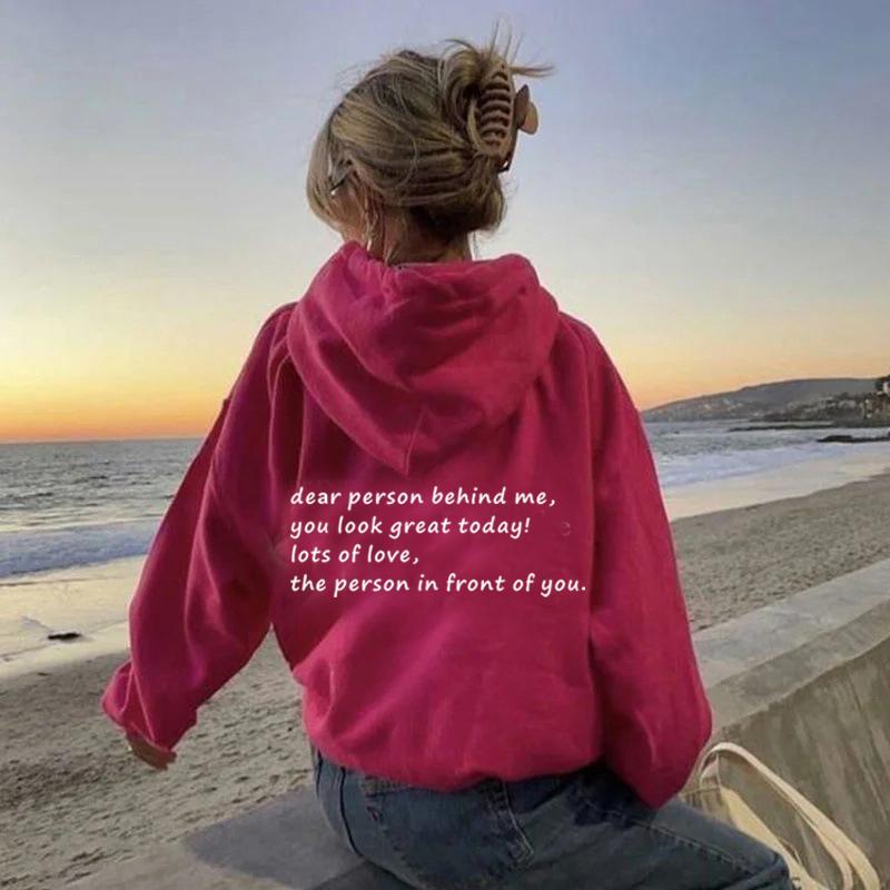 Осенняя толстовка с капюшоном «Дорогой человек позади меня», персонализированная толстовка с надписью «Be Kind Message», толстовки с капюшоном для психического здоровья, толстовки с длинными рукавами, пуловеры